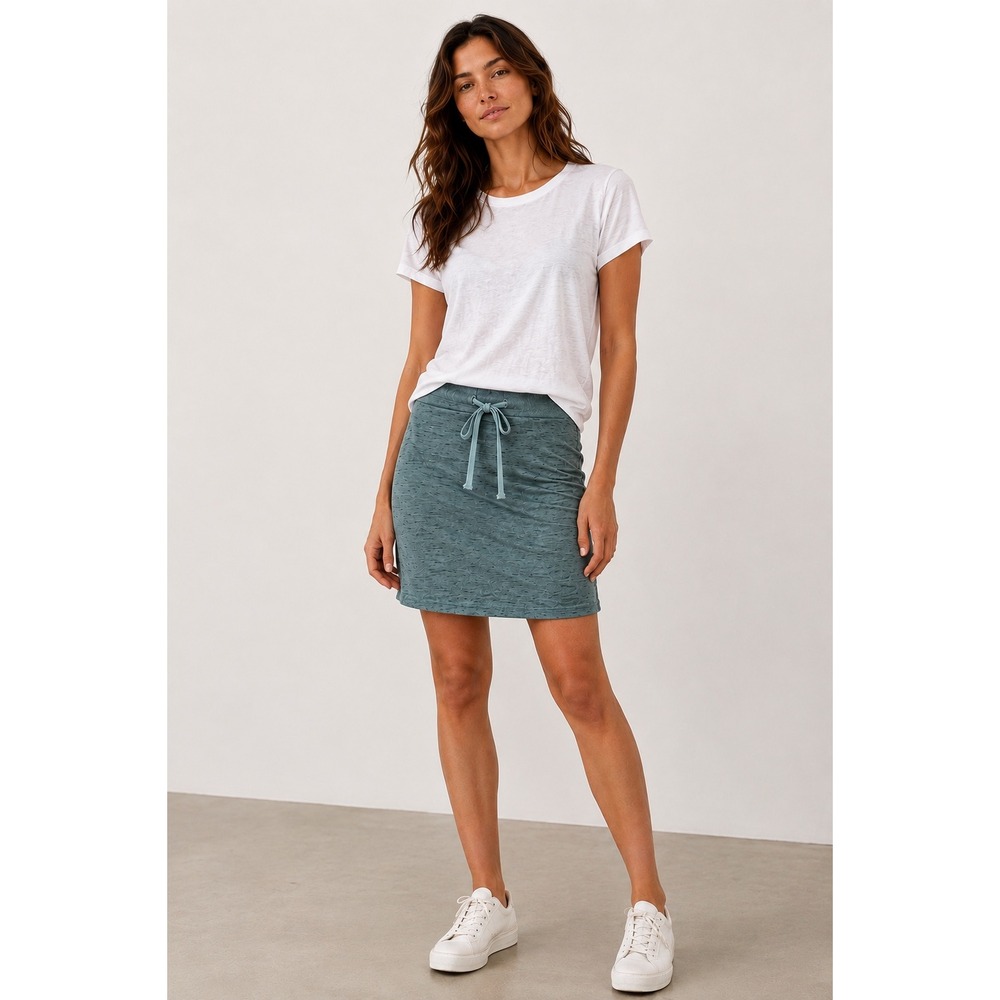 Standard James Perse Green Cotton Slub Ruched Drawstring Skirt Size 2 Medium